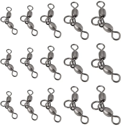 Dailygoods- Messing Swivels 50 Stuks - 3-Weg Wartels - Meerdere Grootte Opties - Corrosiebestendig - Gewicht Capaciteit tot 32kg - Duurzaam Koper - Visswartel