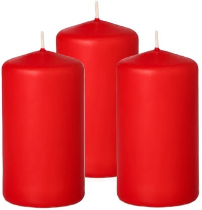 Trend Candles Cilinderkaars/stompkaars - 3x - rood - 5 x 10 cm - 23 branduren - met brandvertragende folie