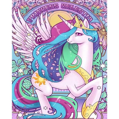 Peinture diamant ronde complète, belle licorne colorée brodée 20X30CM blue