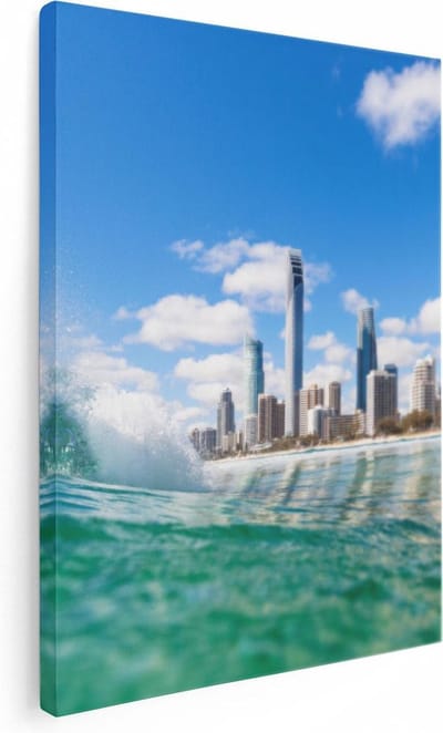 Artaza Canvas Schilderij Zeezicht Skyline - 30x40 cm - Klein - Wanddecoratie Strand - Muurdecoratie Golf - Kamer Accessoires