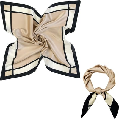 Elegante 60 x 60 cm Sjaal van Polyester Zijde voor Vrouwen, Comfortabele Neckerchief en Decoratieve Accessoires in Beige, Perfect voor Elke Gelegenheid