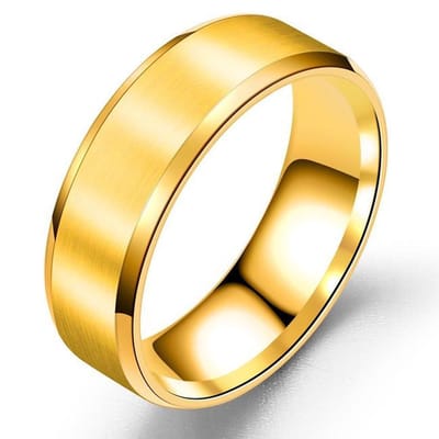Heren Ring Goud kleurig met Strak Gepolijste Rand - Staal - Ringen Mannen Dames - Papa Cadeau Voor Mannen - Vaderdag