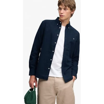 Superdry Klassiek Oxford Overhemd met Lange Mouwen Blauw Grootte: Xxxl