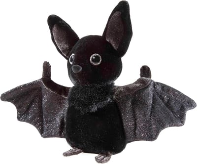 Pluche Vleermuis - Knuffel Dier - Kinderspeelgoed - Glinsterende Details - 25 cm - Zwart