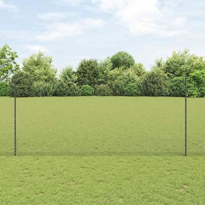 vidaXL - gelast - draadhek - met - palen - 10 - x - 1,4 - m - PVC-Coated - Staal - Grijs