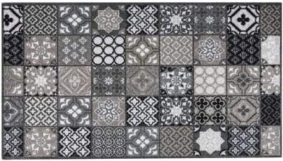 MD Entree - Design mat - Universal - Portugese Tiles Grey - Vloerkleed - Antislip - Machine wasbaar - 67 x 120 cm