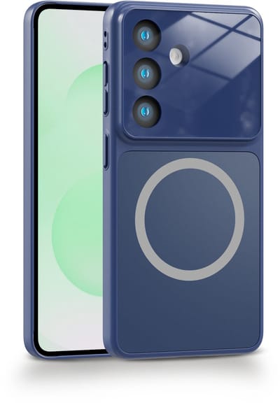 Casemania Hoesje Geschikt voor Samsung Galaxy A37 - Donker Blauw - Luxe Matte-Feel Siliconen Back Cover - Geschikt voor MagSafe - Ingebouwde Lens Bescherming - Magnetische Telefoonhoesje