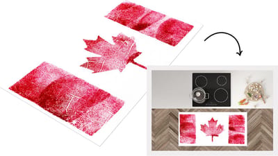 Keukenloper - Loper keuken - De nationale vlag van Canada gemaakt van duimafdrukken - 120x60 cm - Keukenloper vinyl