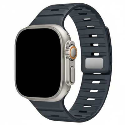 Siliconen bandje - geschikt voor Apple Watch 1/2/3/4/5/6/7/8/9/10/11/ SE (1,2,3) met maat 38 mm / 40 mm / 41 mm en 42 mm (Watch 10/11) - magneetsluiting - donkerblauw
