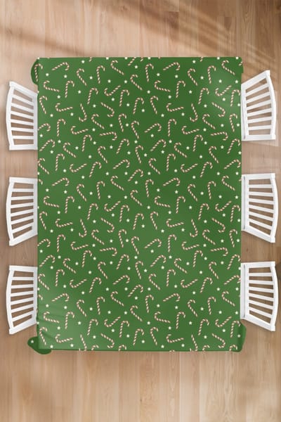 Kerst Tafelkleed - Kerstmis Decoratie - Tafellaken - Kerstmis - Patronen - Zuurstok - Sterren - 180x260 cm - Kerstmis Versiering - Tafeldecoratie Kerstmis - Kerstdecoratie tafel - Tafelversiering