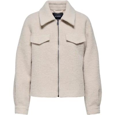 Only beige dames jas   Punt kraag   Regular fit   Structuur patroon   Ritssluiting   Lange mouw Beige XS