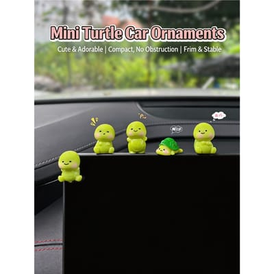 Schattig Cartoon Schildpad Ornament, Mini Hars Beeldje, Helende Decoratie voor Auto Dashboard, Scherm, Bureau & Poppenhuis Miniatuur