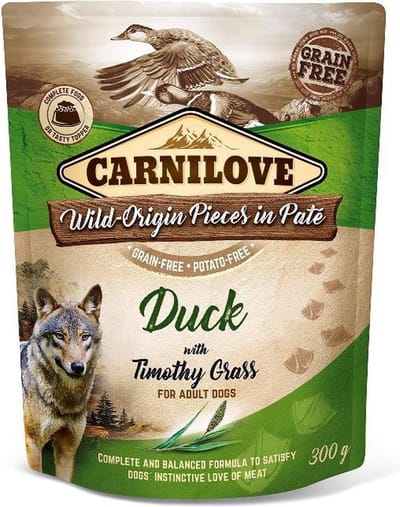 Carnilove Dog Pouch Eend met timothy gras 300 Gram