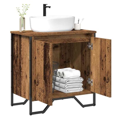 vidaXL - Wastafel - kabinet - voor - de - badkamer - Oud - Hout - 60 - x - 35 - x - 60 - cm