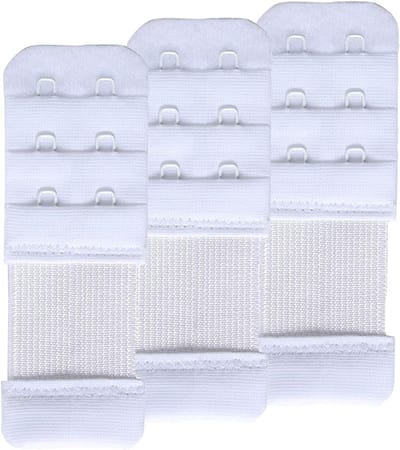Bh-verlengbandje, elastisch bh-verlengbandje, vergroot comfortabel de bewegingsvrijheid van de bh, gemakkelijk te gebruiken, 2 haakjes met een tussenafstand van 1,3 cm, wit.