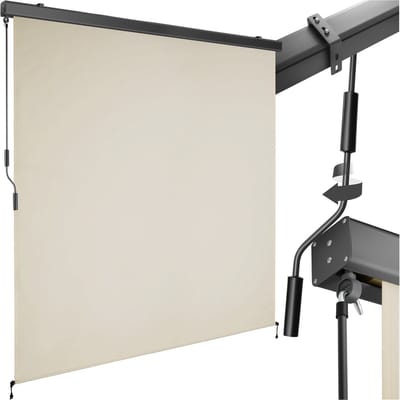 tectake® Verticale Luifel Eloise - 180 x 250 cm - Zonwering - Rolgordijn Buiten - Schaduwdoek met 2 Wandhouders - Met Handslinger - Winddicht Zonnescherm - Voor Balkon, Terras, Tuin en Bevestiging aan Muren - Beige