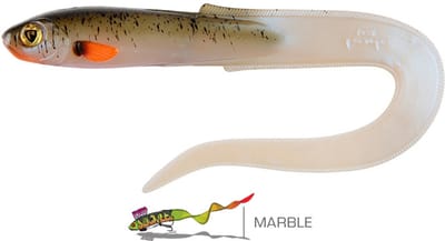 Fox Rage Slick Eel 21cm – Grote Softbait met Krullende Staart voor Snoek en Roofvis - Kleur : UV Marble