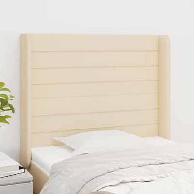 vidaXL - Hoofdbord - met - randen - 103x16x118/128 - cm - stof - crèmekleurig