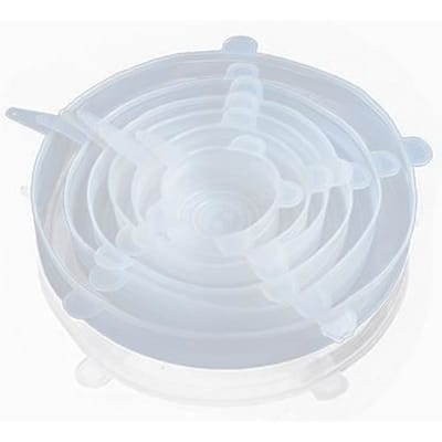 Couleur blanche Couvercles en Silicone pour bol alimentaire, 6 pièces, extensibles, scellés au micro-ondes, p