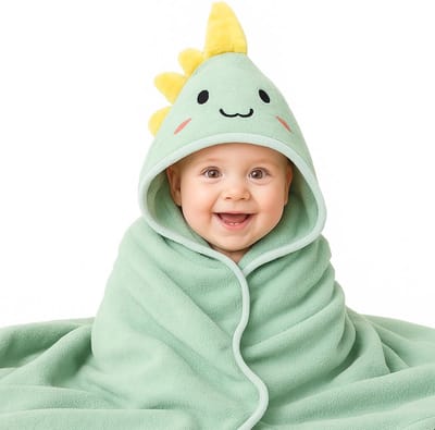 Baby Badjas - Kinderponcho - Na het badderen - Extra zacht fleece - 80 x 80 cm - Groen