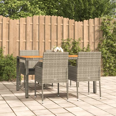 vidaXL - 5-delige - Tuinset - met - kussens - poly - rattan - grijs