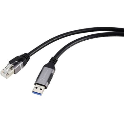 Renkforce USB, Netwerk Adapterkabel [1x USB 3.2 Gen 1 stekker A (USB 3.0) - 1x RJ45-stekker] 3.00 m Aluminium-stekker