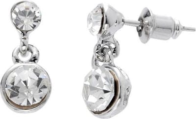 Behave - Oorbellen hanger zilverkleur steentjes - Klassieke stijl 1,5 cm