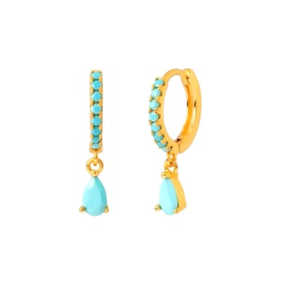 LELA Drop Oorringen / Oorbellen | Blauw/Goud | 12 mm | 22 x 5 mm | 925 Silver