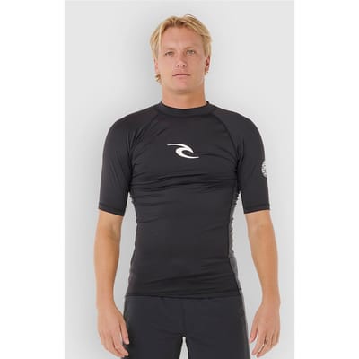 2026 Rip Curl Heren Waves Perf Short Sleeve Lycra Vest - Black
