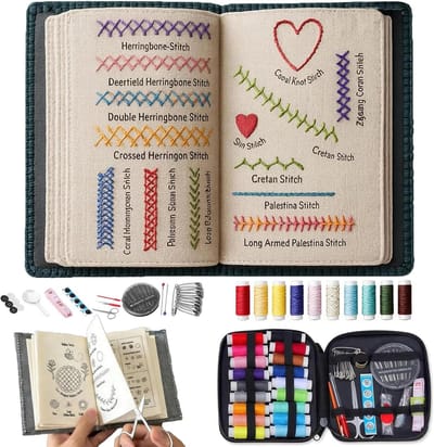 Borduurpakket - Borduurboek Voor Beginners - TENZHVXI® - 108 Geïllustreerde Steken - Complete Set Met Video Uitleg - Inclusief 18 Kleuren Garen En Gereedschap - 86 Delen - Ideaal Voor Volwassenen En Hobbyisten