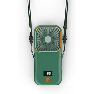 Hangende Nekventilatoren Mini Draagbaar Opvouwbaar USB Opladen Powerbank Draagbare Handheld Desktop Multifunctionele Ventilator groen