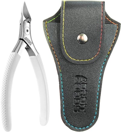 AdroitGoods 25° Precisie Nagelknipper – Professionele Ingegroeide Nagel- en Teennagelknipper met PU-leren hoes - Nageltang wit