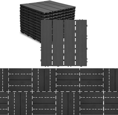 Terrastegels van WPC, 30 x 30 cm, 55 stuks, 5 m², antislip met drainage en plug-in systeem