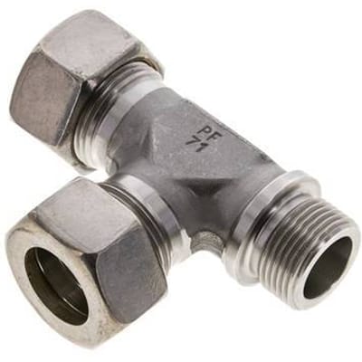 22L & G3/4'' RVS L-vorm Knelfitting Buitendraad 160bar ISO 8434-1