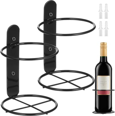Dailygoods - BESPORTBLE Wandmontage Metalen Wijnrek 2 Stks Enkele Flessenhouder Verticale Opslag Stand voor Bars en Wijnverzamelaars