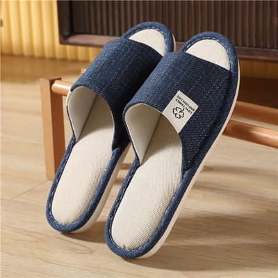 Home Linnen Pantoffels Voor Heren In De Lente & Herfst Comfortabele Slaapkamer Open-teen & Ademende Pantoffels Heren & Dames Schoenen Zomer 40-41 marineblauwe kleur