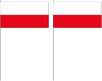 Zwaaivlaggetjes Polen - 50x - 12 x 24 cm - papier - landen versiering - supporters - stokje 40 cm