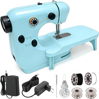 Draagbare Mini Naai Machine voor Kinderen, Dubbele Snelheid, Met Verlengtafel en Verlichting, Ideaal voor Beginners en Creatieve Projecten