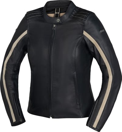 IXS Stripe Dames Zwart Beige Leren Motorjas - Jas