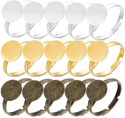 Dailygoody - verstelbare ringen - sieraden maken - 15 stuks - zilver - ringen met platte bodem - geschikt voor hobbyisten en creatievelingen