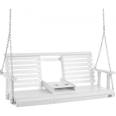 VEVOR Cederhouten veranda schommel, 1523x710x600mm, patio schommel voor tuin en terras, verbeterde draagkracht van ca. 400 kg, robuuste schommelstoelbank met ophangkettingen voor buitengebruik, wit