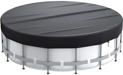 Zwembadhoes voor Buitenzwembad - Rond - 310 cm - Beschermhoes tegen Zon Regen en Stof - Winddichte Afdekking met Verstelbare Koord - Inclusief Reparatiekit en Opbergzak - Geschikt voor Bovengrondse Zwembaden en Jacuzzi - Zwart