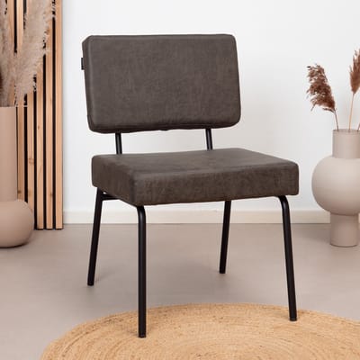 Bronx71® Industriële eetkamerstoel Espen antraciet eco-leer - Eetkamerstoelen set van 4 - stoel