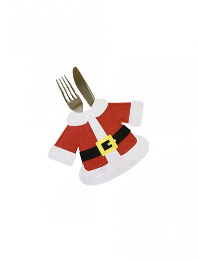 HOBI - 2 bestekhouders Kerstman-jas rood 14 x 19 cm voor de tafel