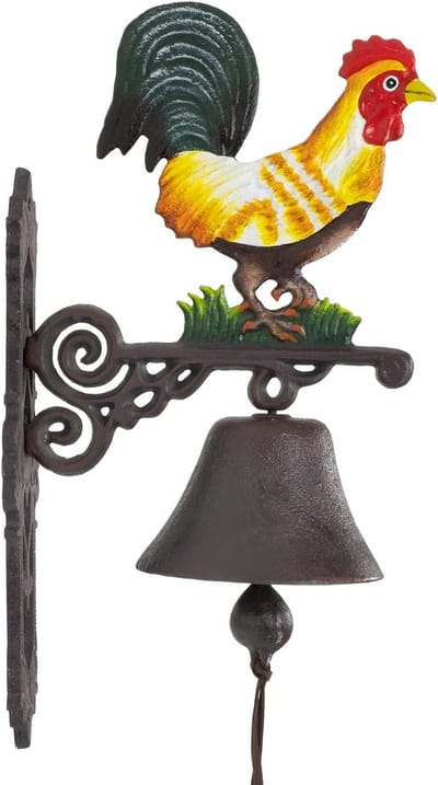 Gietijzeren Wandklok met Deurbel in Landelijke Stijl - 41 cm Hoog
