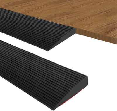 Zelfklevende Drempelhelling Rubber - Oprijplaat voor Rolstoel, Rollator en Scooter (Zwart, 200x8x3 cm)