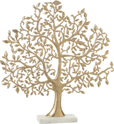 J-Line decoratie Boom Blad - aluminium - goud - large