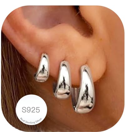 3 paar oorbellen voor dames, zilver, hypoallergeen, oorbellen, dames, goud, zilver, oorbellen voor meerdere piercings