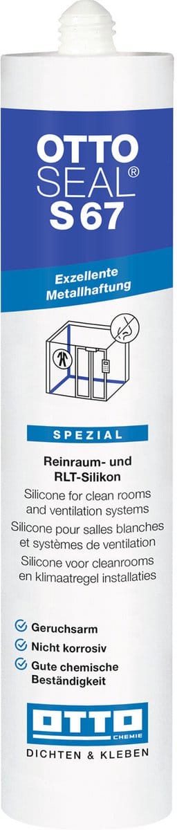 Ottoseal S67 siliconenkit - 310 ml koker - grijs - voor ruimtes met hygiene-eisen en sanitair