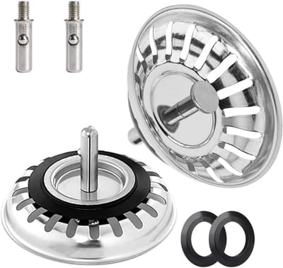 Set van 2 RVS Afvoerpluggen voor Keuken- en Badkamerspoelbakken | Ideaal voor Voedsel- en Haarvangers, Geschikt voor Gaten met Diameter 78-84mm